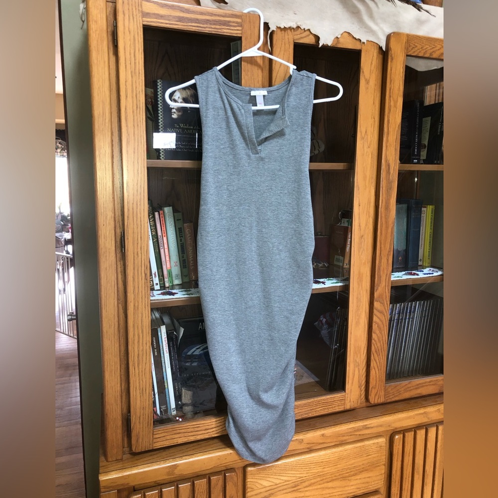 Isabel Maternity rib tank top bodycon dress grey XS